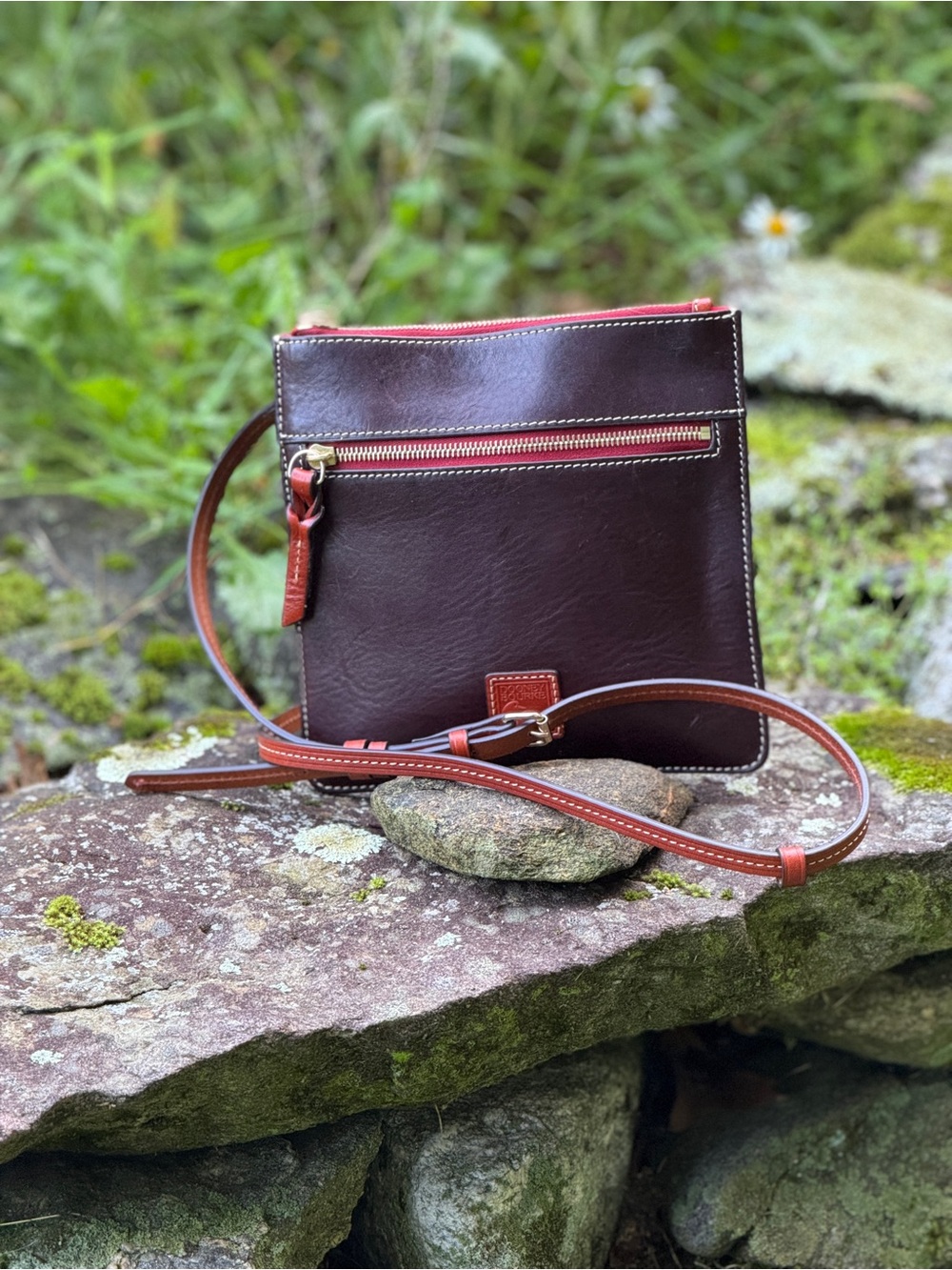Dooney & Bourke Florentine Leather Crossbody Letter Carrier Vacchetta Trim